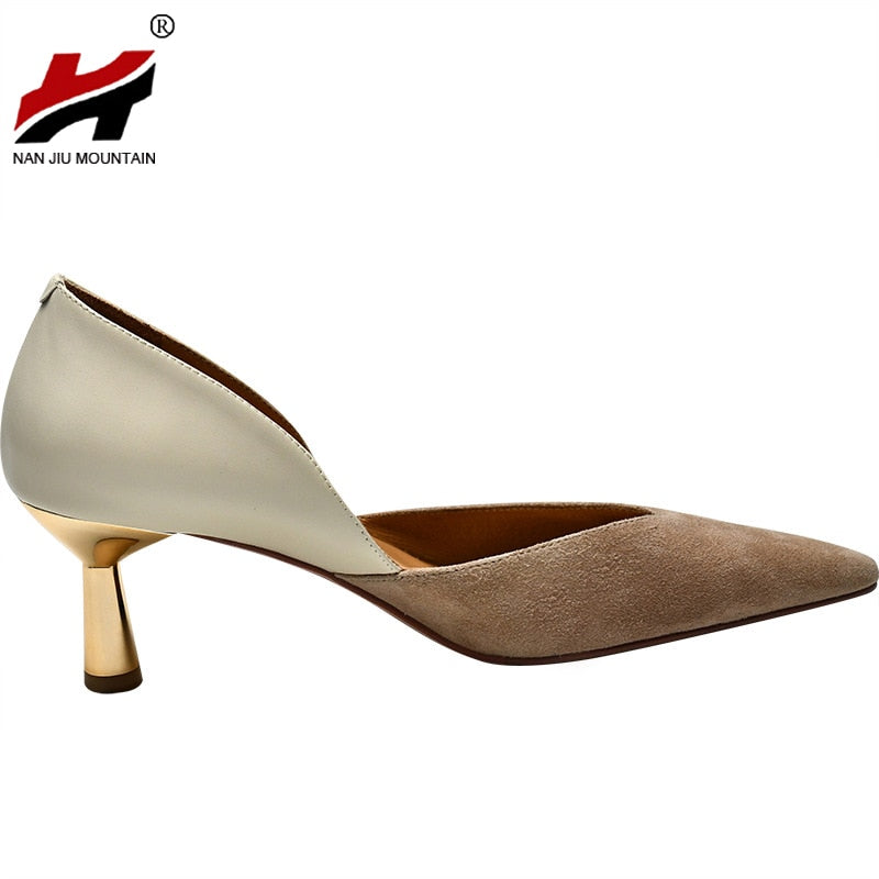 NAN JIU MOUNTAIN 2023 Spring Autumn High Heels Women Colorblock Sexy Single Shoes Stiletto Women Shoes Begin Work Shoes