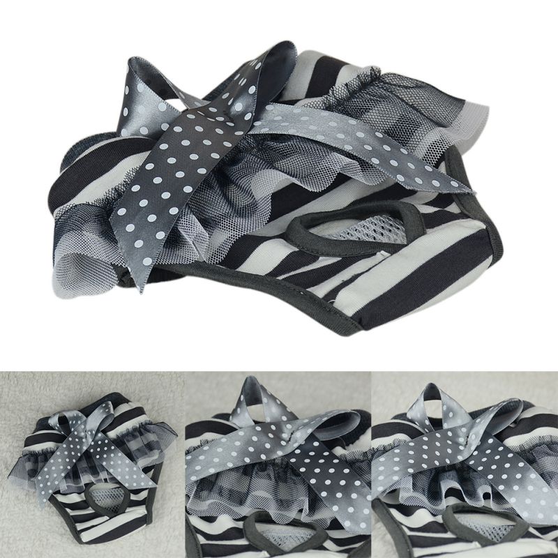 Striped Bow Dog Hygiene Pants Pet Underwear Diaper Dog Puppy Diaper Pants Bow Short Panty Nappy Underwear Dogs Clothes