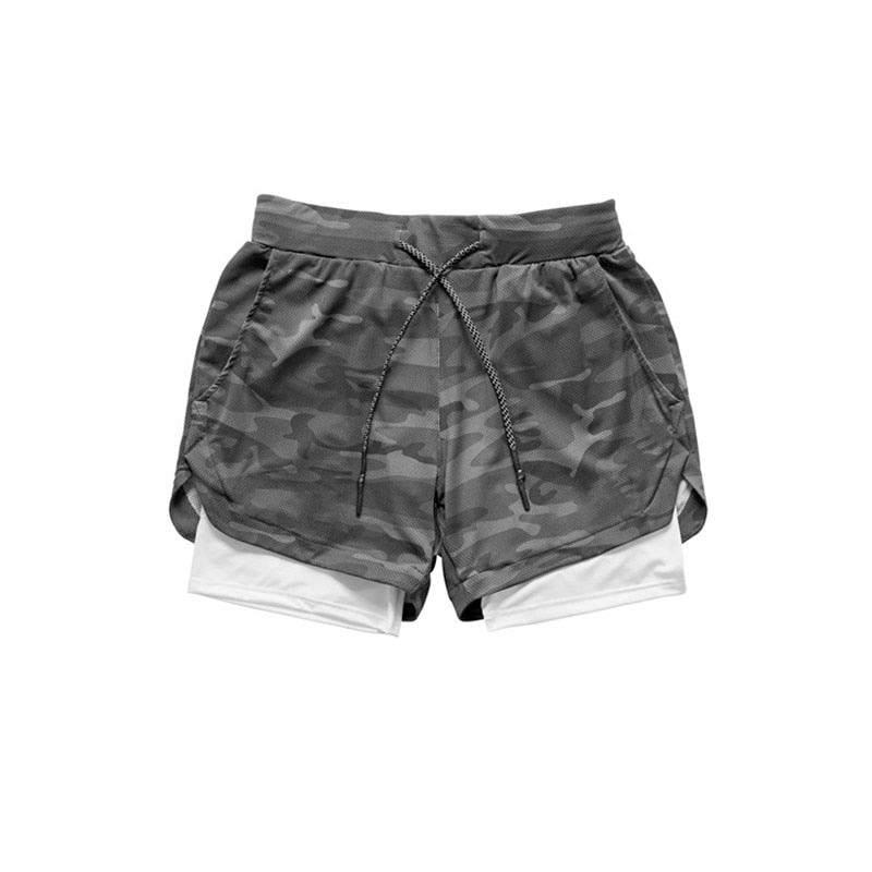 Camo Running Shorts Men 2 In 1 Double-deck Quick Dry GYM Sport Shorts Fitness Jogging Workout Shorts Men Sports Short Pants