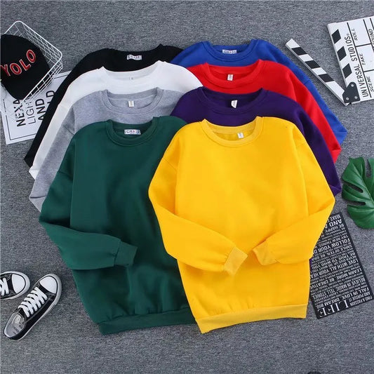 Winter Thickened Women Men Sweater Loose Joker Solid Color Lovers Couples Long Sleeve Fashion Pullover Top Blouse
