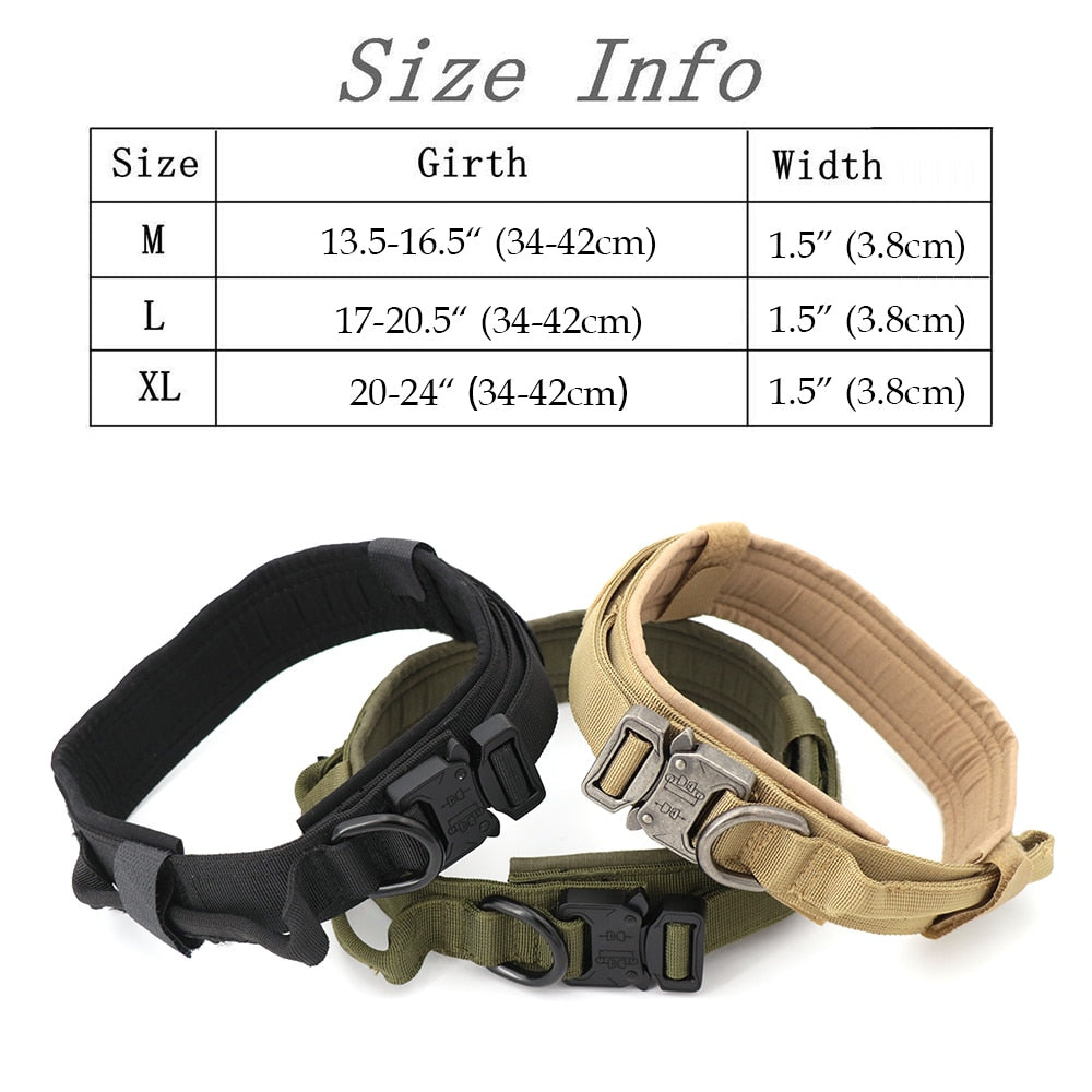Durable Tactical Dog Collar Leash Adjustable Handle Training Nylon Pet Military Collar German Shepard Medium Large Dogs