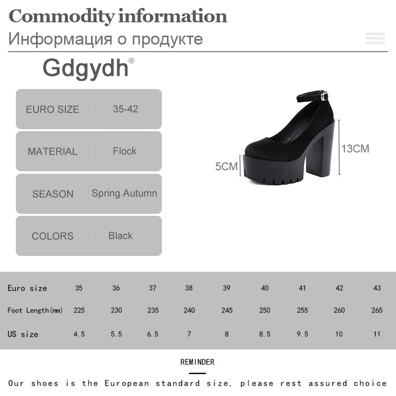 Gdgydh Spring Autumn Sexy Platform Women Pumps Shoes Woman Thick High Heels Shoes Female Black Rubber Sole Suede Platform Shoes