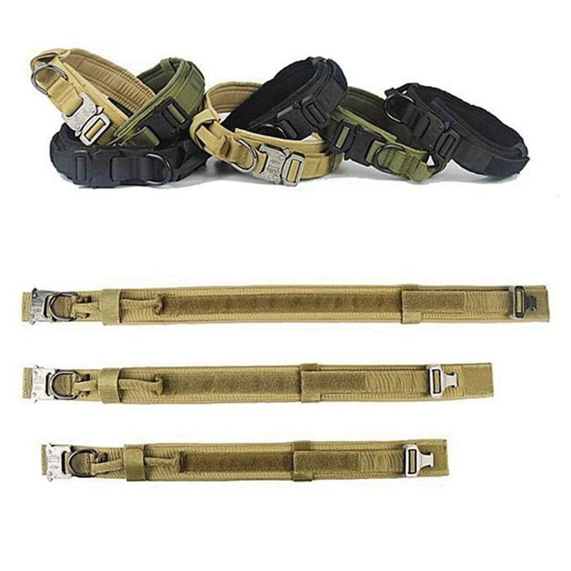Durable Tactical Dog Collar Leash Adjustable Handle Training Nylon Pet Military Collar German Shepard Medium Large Dogs