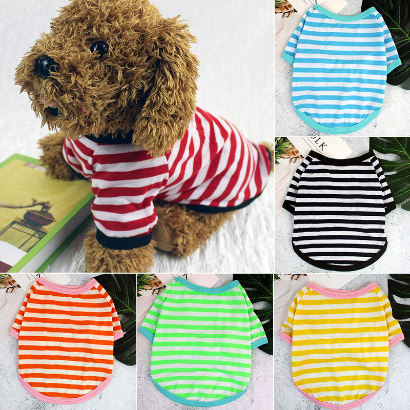 Stripe Summer Spring Dog T-shirt Soft Small Medium Dog Puppy Clothing Shirt Vest Printed Pet Dog Puppy Vest T-shirt  Dog Cloth