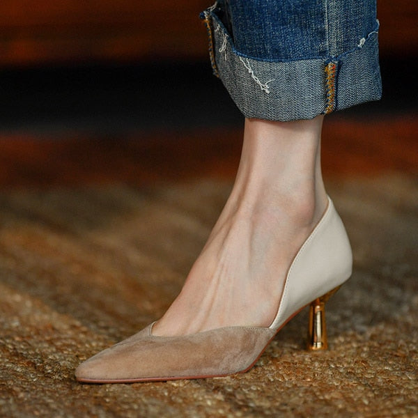 NAN JIU MOUNTAIN 2023 Spring Autumn High Heels Women Colorblock Sexy Single Shoes Stiletto Women Shoes Begin Work Shoes