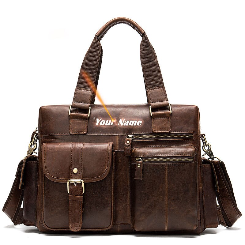 MVA Genuine Leather Men's Briefcase Messenger Bag Men's Leather Laptop Bag For men Office Bags For Men Briefcase Handbags 8537