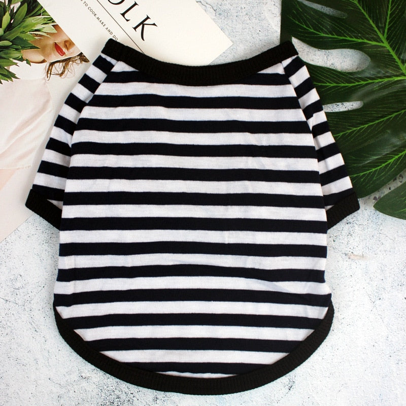 Stripe Summer Spring Dog T-shirt Soft Small Medium Dog Puppy Clothing Shirt Vest Printed Pet Dog Puppy Vest T-shirt  Dog Cloth