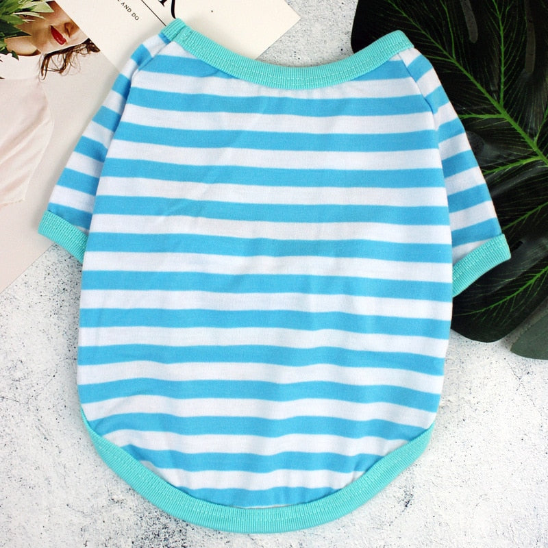 Stripe Summer Spring Dog T-shirt Soft Small Medium Dog Puppy Clothing Shirt Vest Printed Pet Dog Puppy Vest T-shirt  Dog Cloth