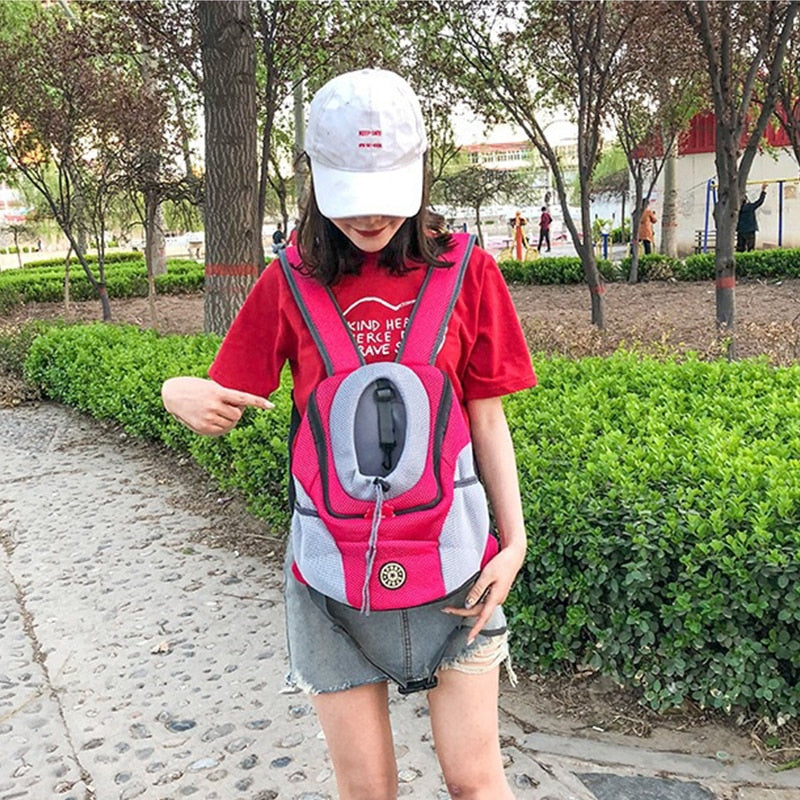 Puppy Kitten Carry Bag Double Shoulder Portable Travel Backpack Outdoor Pet Dog Carrier Bag Pet Dog Front Bag Mesh Backpack Head
