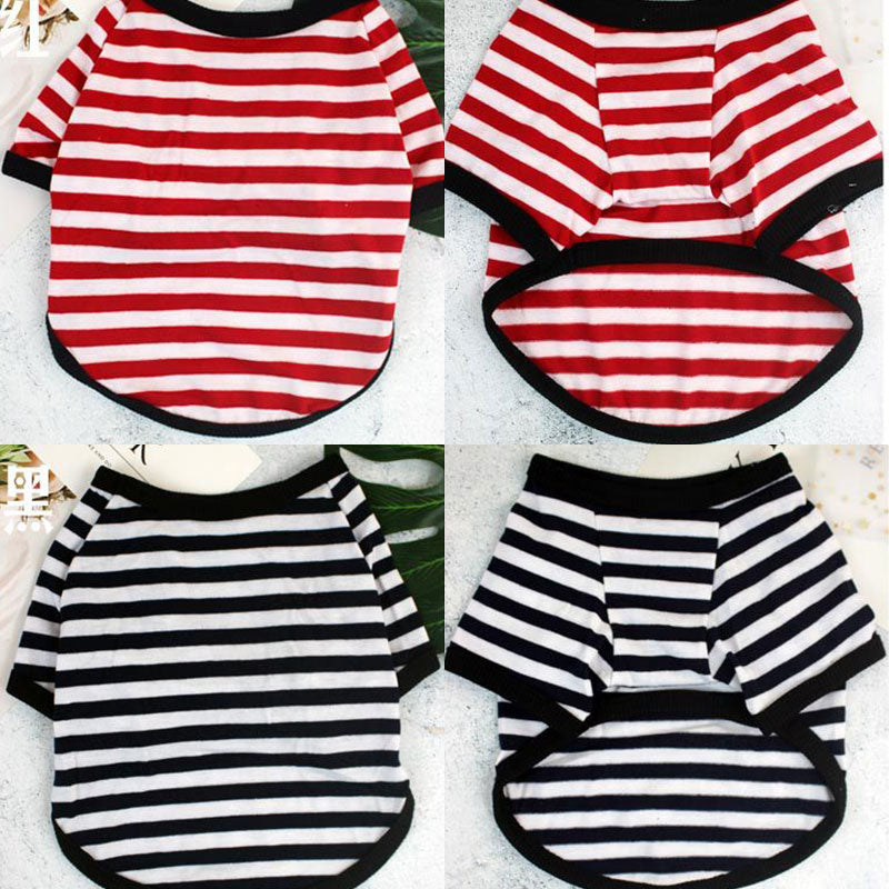 Stripe Summer Spring Dog T-shirt Soft Small Medium Dog Puppy Clothing Shirt Vest Printed Pet Dog Puppy Vest T-shirt  Dog Cloth