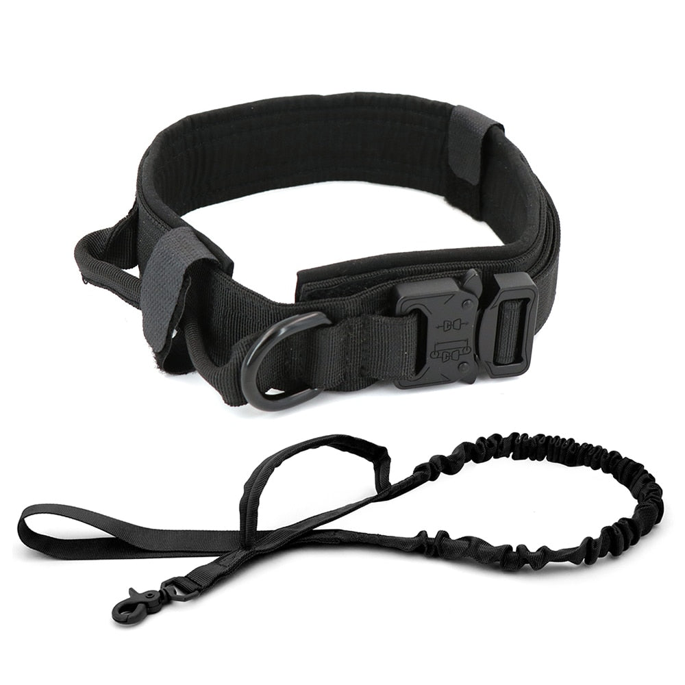 Durable Tactical Dog Collar Leash Adjustable Handle Training Nylon Pet Military Collar German Shepard Medium Large Dogs