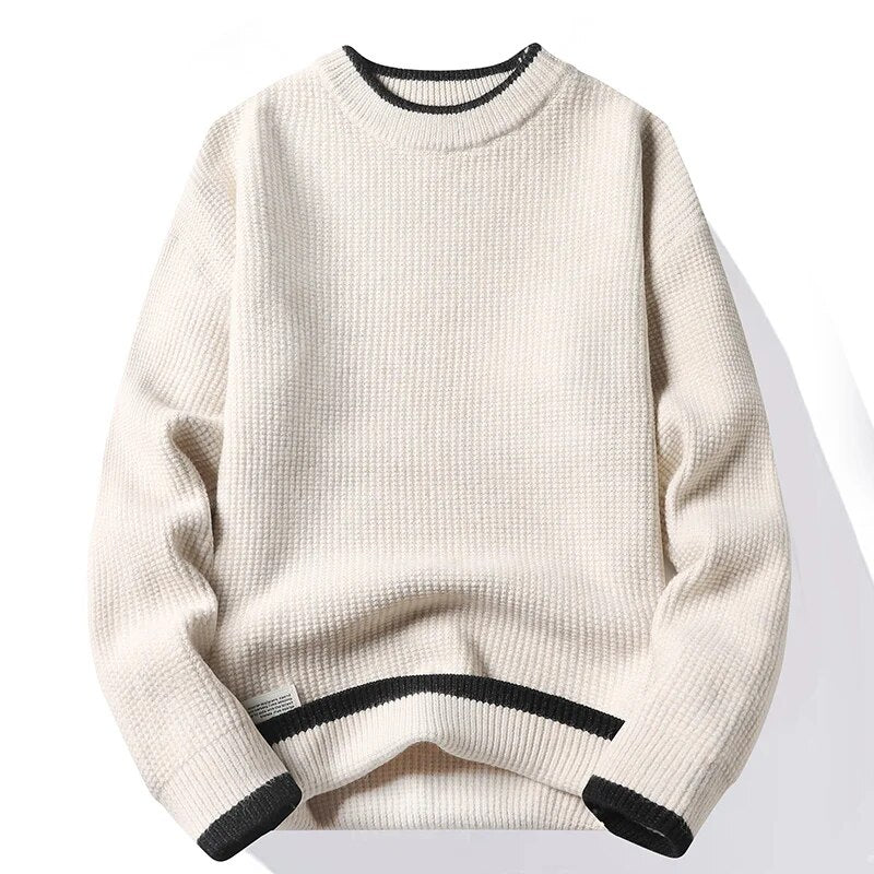 Men Sweater Streetwear 2023 Fashion Striped Pullover Men Knitwear Shirt Pull Homme Autumn Winter Cotton Sweaters