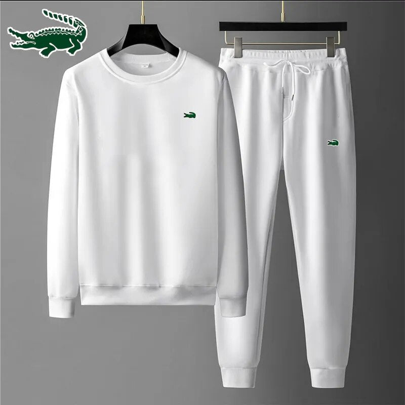 New Embroidery suit CARTELO New high-quality men's leisure sports round neck hoodless sweater pullover+outdoor running pants set