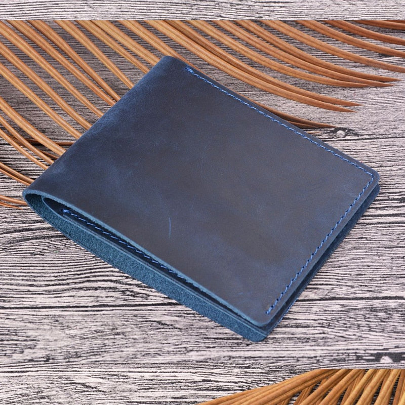 Handmade Personalised Leather Wallet for Men Slim Breif Men Wallets Short Vintage Retro Manmade Wallet Money Bags
