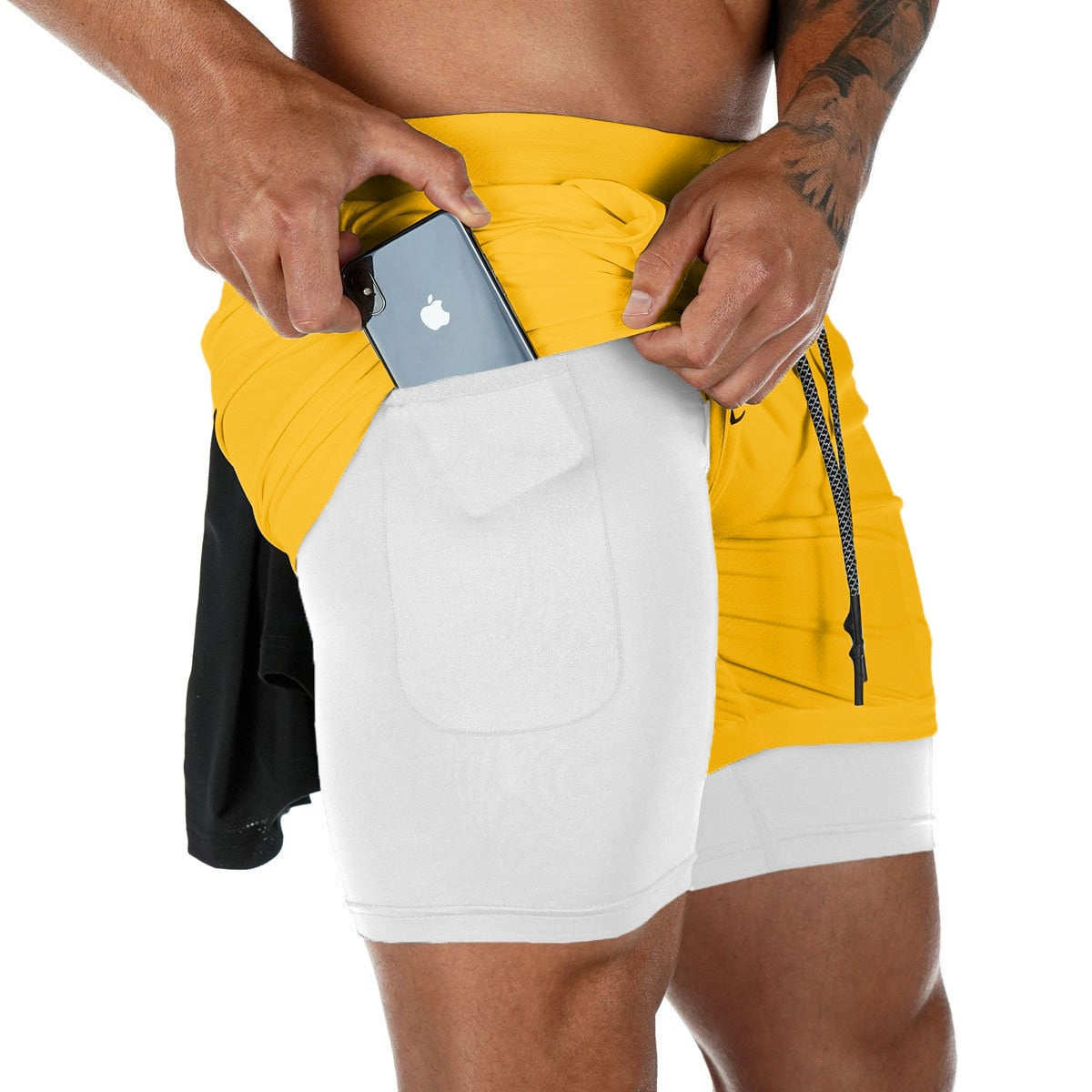 Men Shorts Running Gym Sports Shorts Pocket 2 In 1 Quick Dry Workout Training Gym Fitness Jogging Short Pants Summer Men Shorts