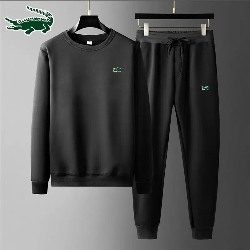 New Embroidery suit CARTELO New high-quality men's leisure sports round neck hoodless sweater pullover+outdoor running pants set