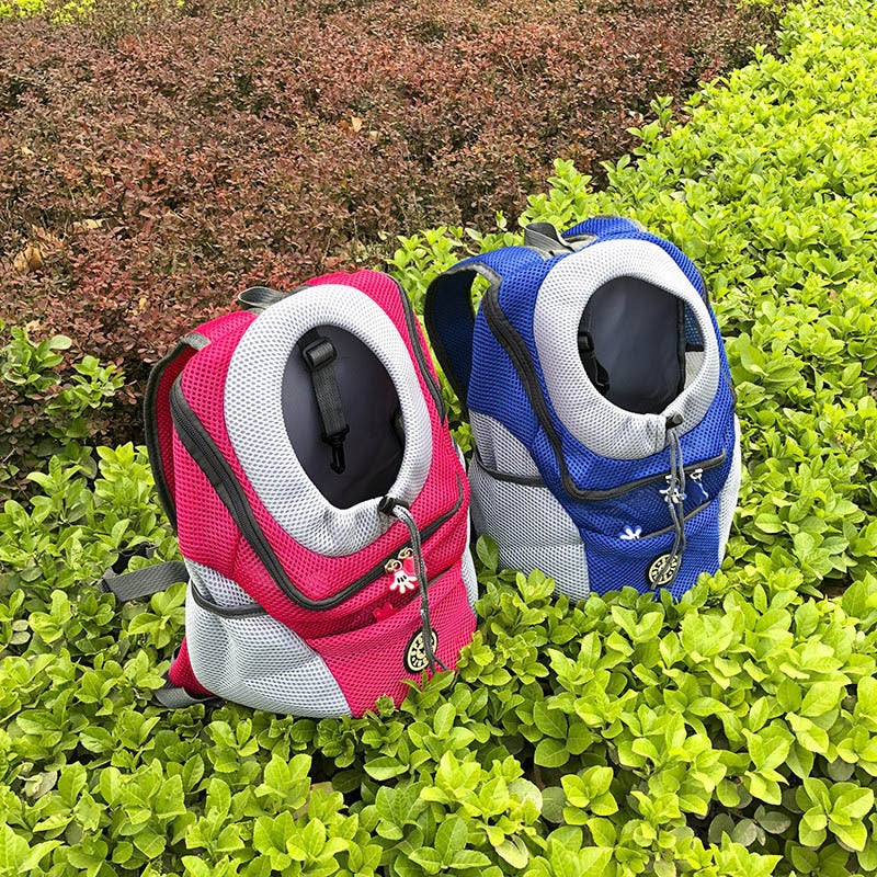 Double Shoulder Portable Travel Backpack Outdoor Pet Dog Carrier Bag Pet Dog Front Bag Mesh Backpack (S--L)