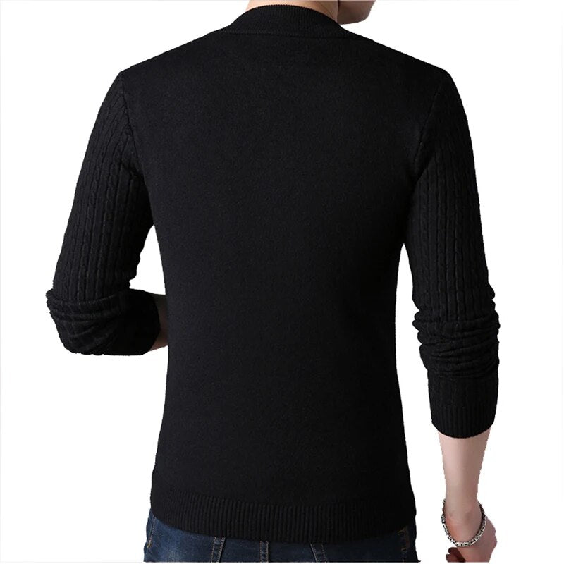 BROWON 2023 Cardigan Autumn Winter Knitted Cardigan for Men Sweater Slim Fit Sweaters Men Coat Pure Color Jacket Cardigan