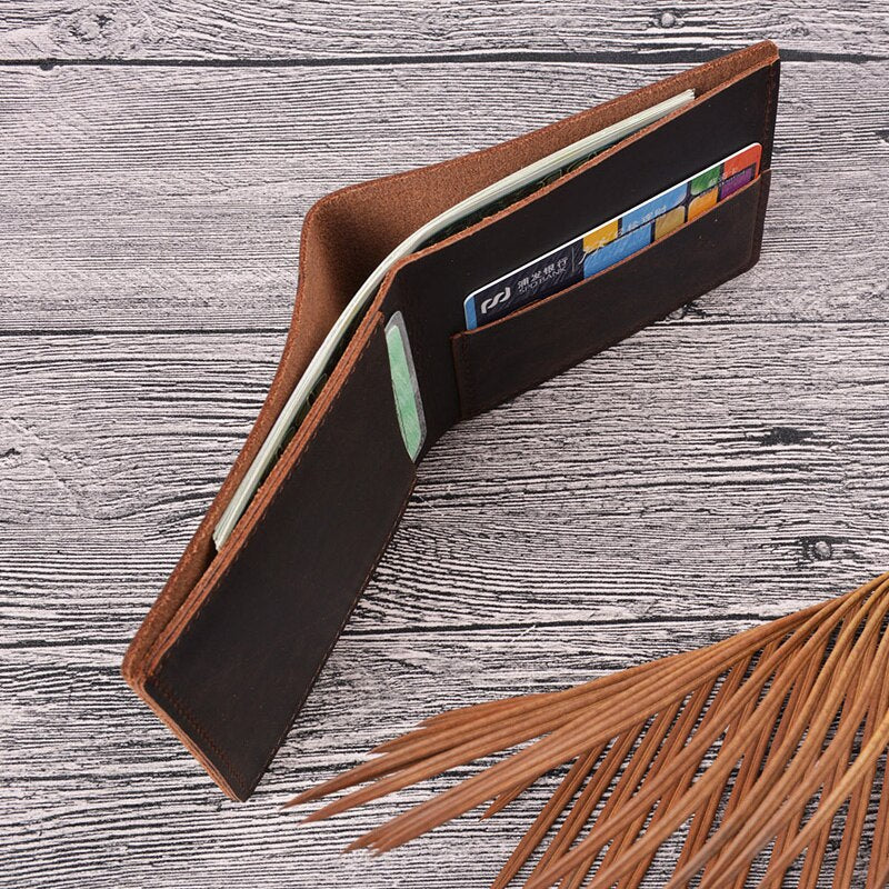 Handmade Personalised Leather Wallet for Men Slim Breif Men Wallets Short Vintage Retro Manmade Wallet Money Bags