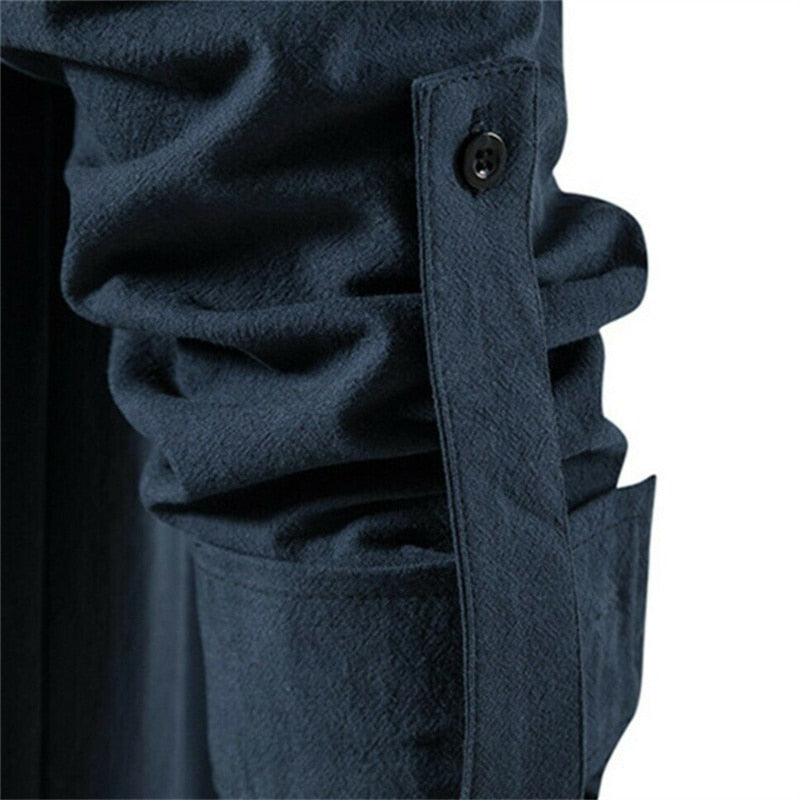 Men's V-neck shirt T-shirt Fashion Vintage Thin Long Sleeve Top men Casual Breathable Viking Front Lace Up man Shirts