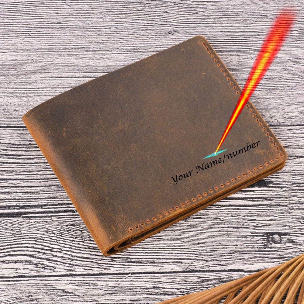 Handmade Personalised Leather Wallet for Men Slim Breif Men Wallets Short Vintage Retro Manmade Wallet Money Bags