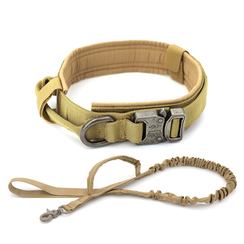 Durable Tactical Dog Collar Leash Adjustable Handle Training Nylon Pet Military Collar German Shepard Medium Large Dogs