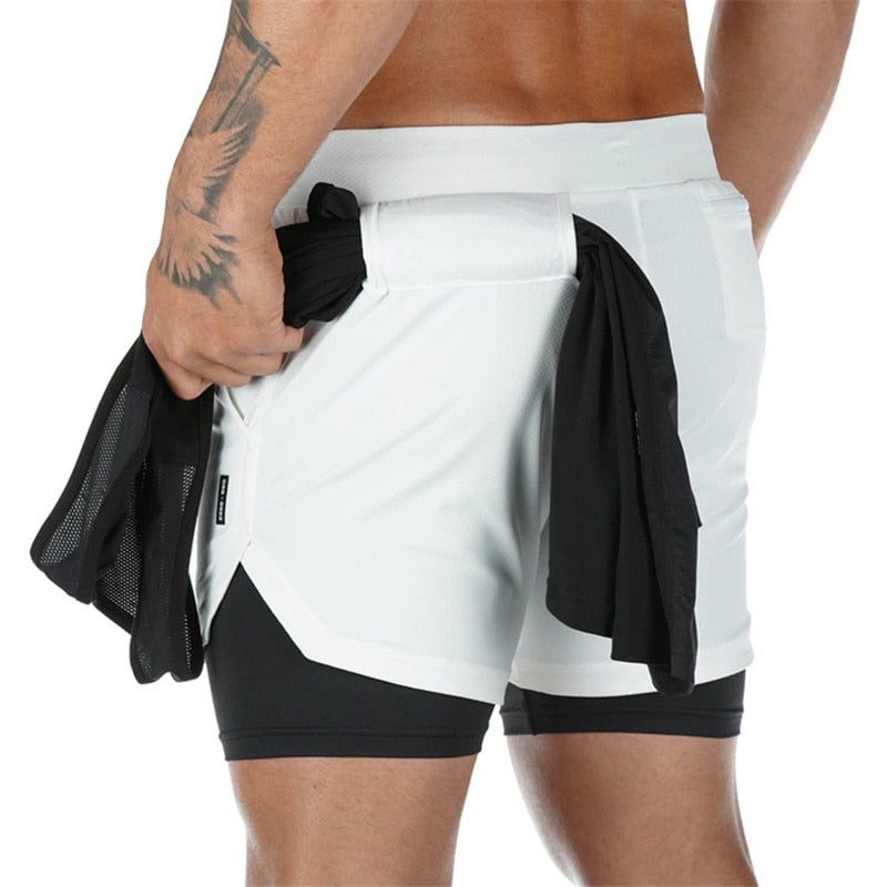 Camo Running Shorts Men 2 In 1 Double-deck Quick Dry GYM Sport Shorts Fitness Jogging Workout Shorts Men Sports Short Pants