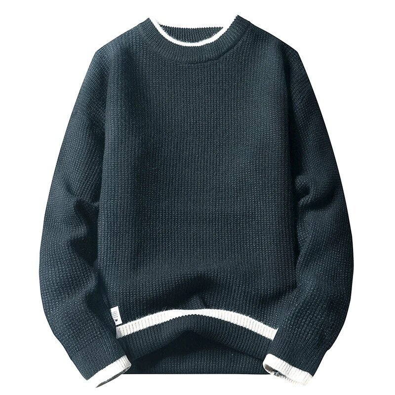 Men Sweater Streetwear 2023 Fashion Striped Pullover Men Knitwear Shirt Pull Homme Autumn Winter Cotton Sweaters