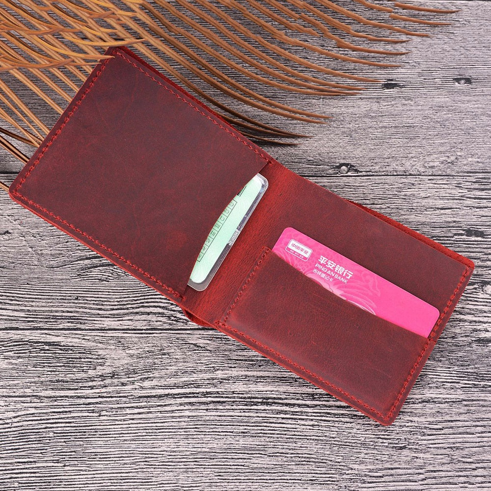 Handmade Personalised Leather Wallet for Men Slim Breif Men Wallets Short Vintage Retro Manmade Wallet Money Bags