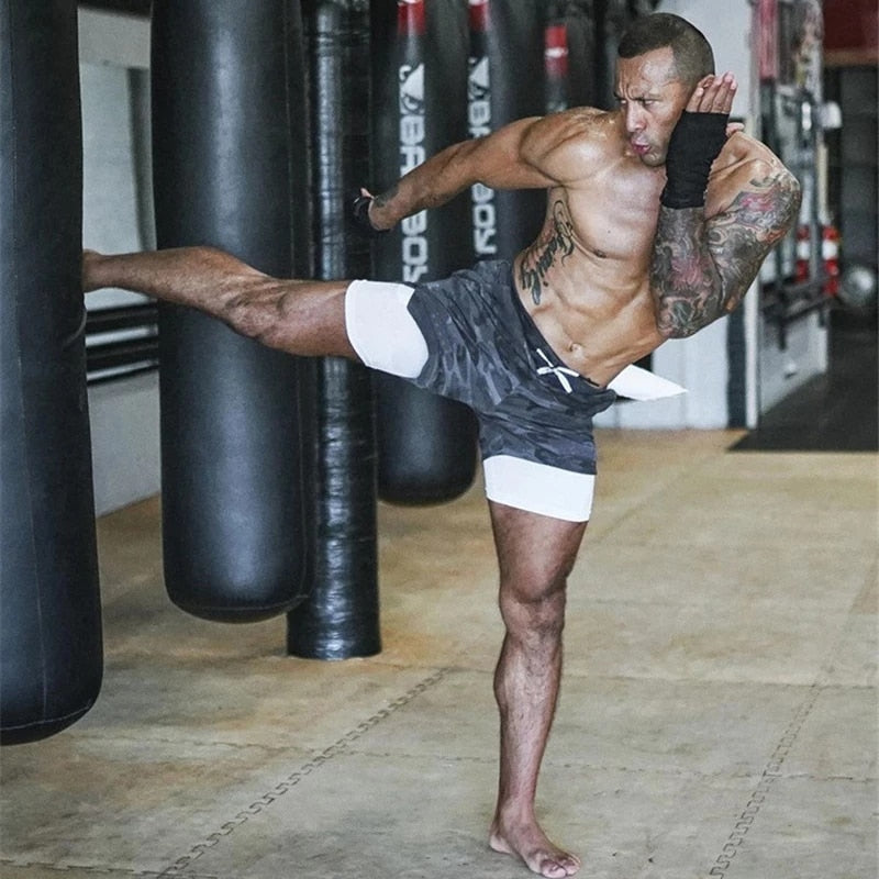 Sport Shorts Men Sportswear Double-deck Running Shorts 2 In 1 Beach Bottoms Summer Gym Fitness Training Jogging Short Pants