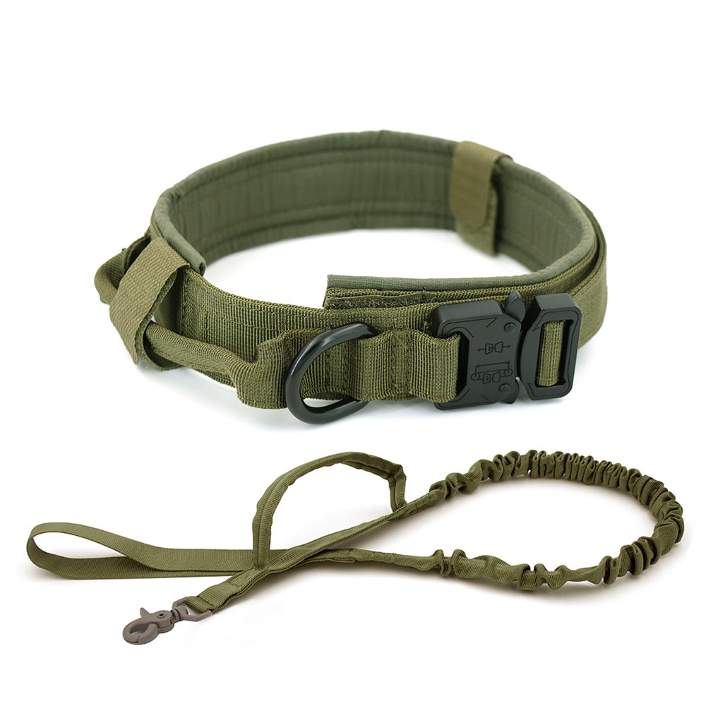 Durable Tactical Dog Collar Leash Adjustable Handle Training Nylon Pet Military Collar German Shepard Medium Large Dogs