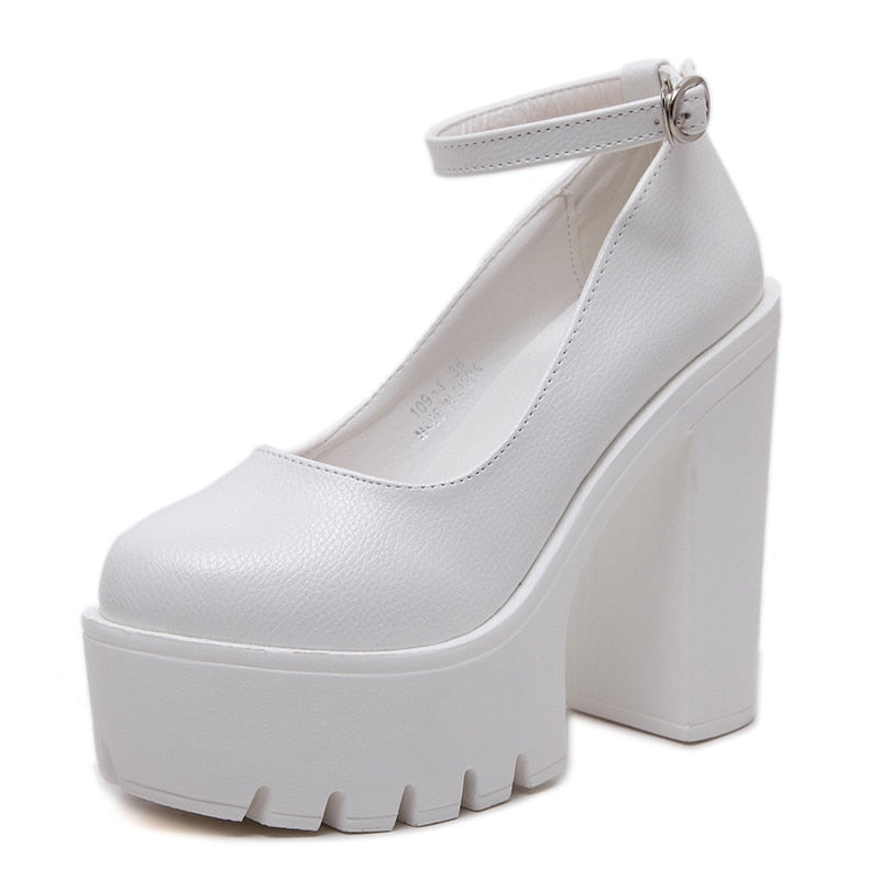 Gdgydh Spring Autumn Sexy Platform Women Pumps Shoes Woman Thick High Heels Shoes Female Black Rubber Sole Suede Platform Shoes