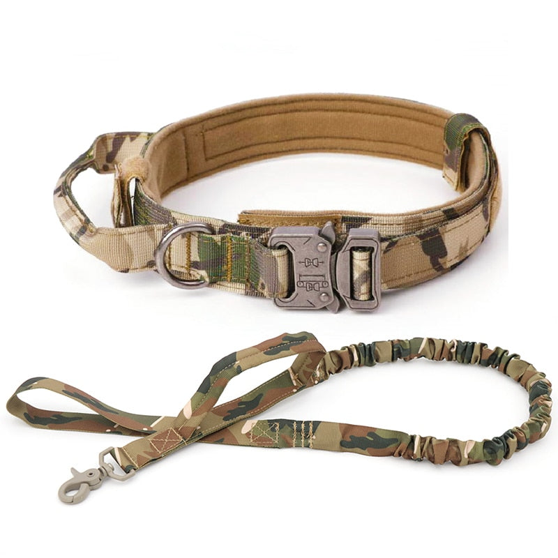 Durable Tactical Dog Collar Leash Adjustable Handle Training Nylon Pet Military Collar German Shepard Medium Large Dogs
