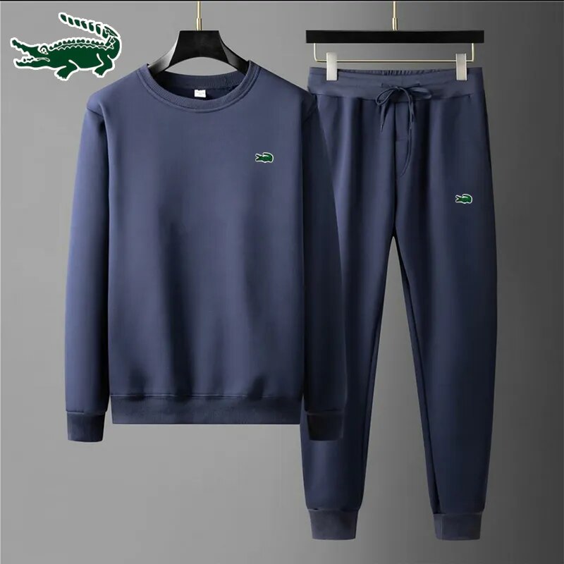 New Embroidery suit CARTELO New high-quality men's leisure sports round neck hoodless sweater pullover+outdoor running pants set