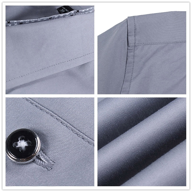 Summer New Men's Shirt Brand Luxury Men Cotton Short Sleeves Dress Shirt Turn-down Collar Cardigan Shirt Men Clothes