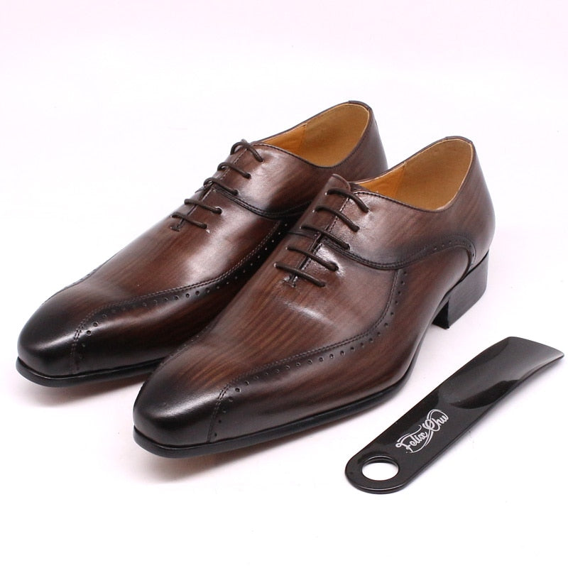 Size 38-47 High Quality Mens Formal Shoes Leather Luxury Party Wedding Male Shoes Lace Up Pointed Oxford Business Shoes for Men
