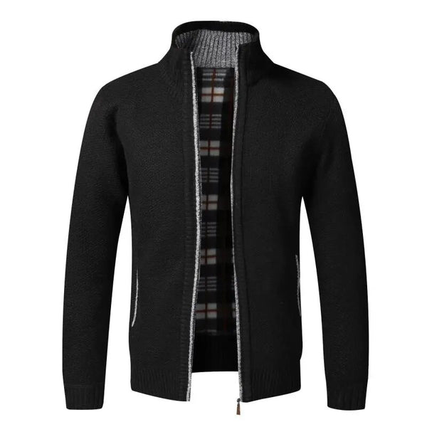 2023 Men's Knit Cardigan Winter Zip-up Vintage Warm Fleece Clothing Over Slim Fit Sweaters Male Korean Style Golf Outerwear Coat