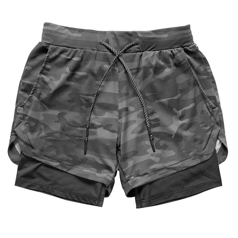 Camo Running Shorts Men 2 In 1 Double-deck Quick Dry GYM Sport Shorts Fitness Jogging Workout Shorts Men Sports Short Pants