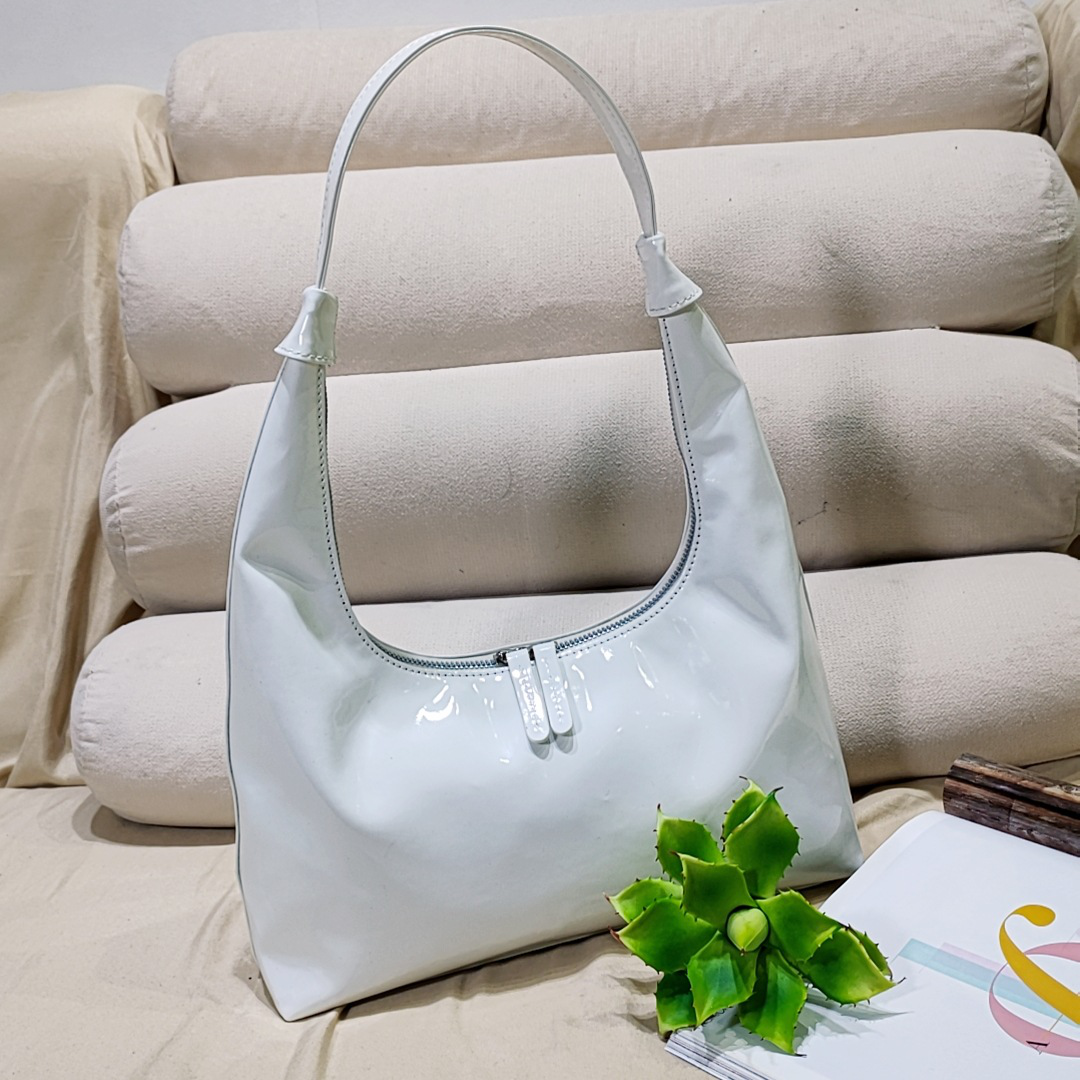 Retro Patent Leather Baguette Bag