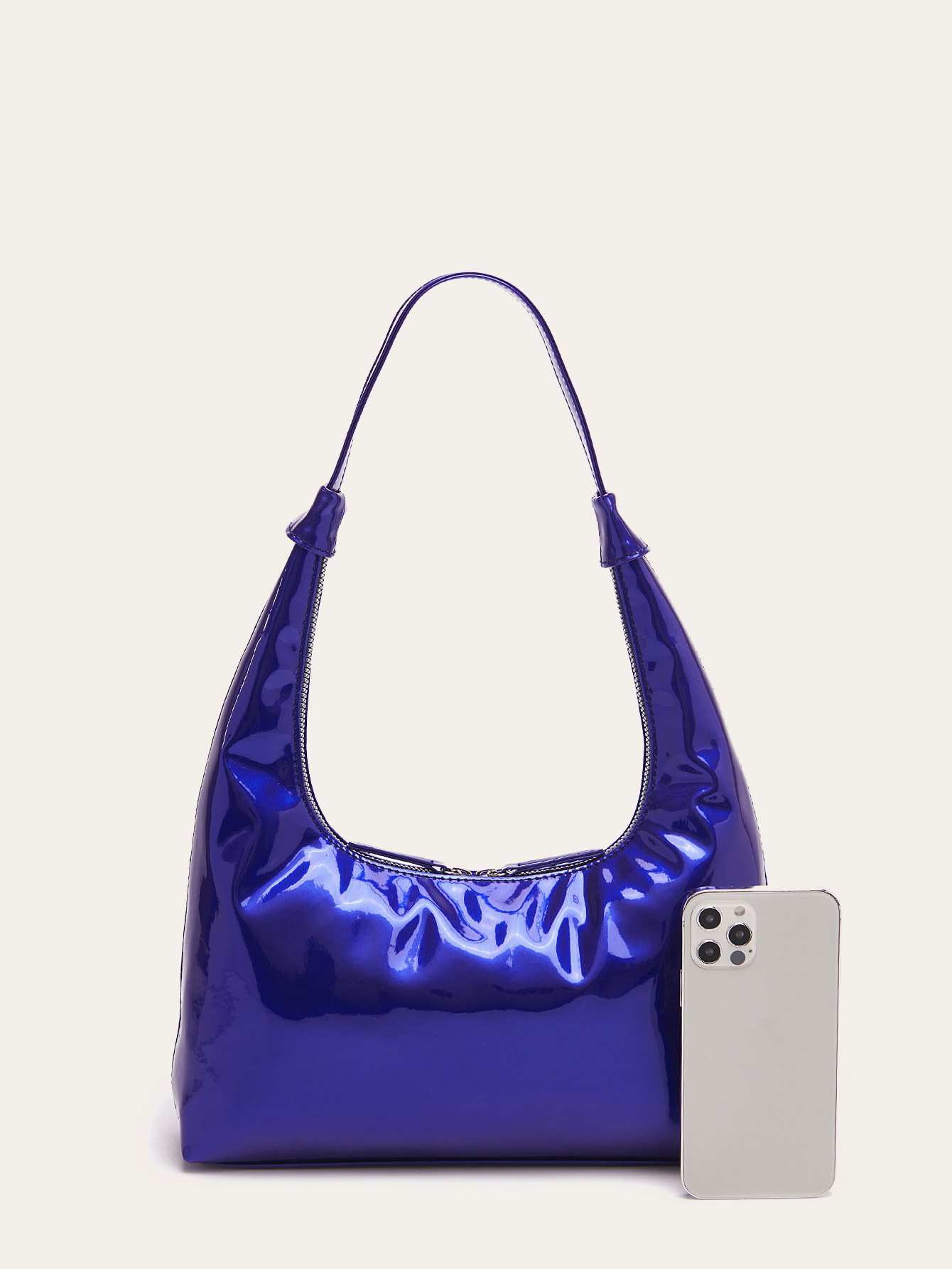 Retro Patent Leather Baguette Bag
