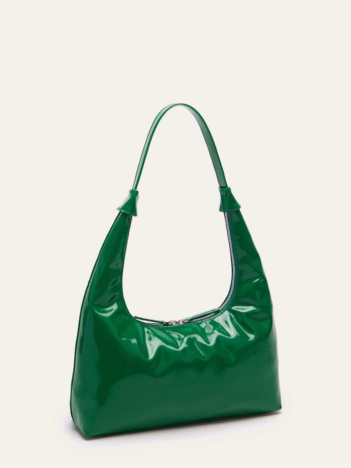 Retro Patent Leather Baguette Bag