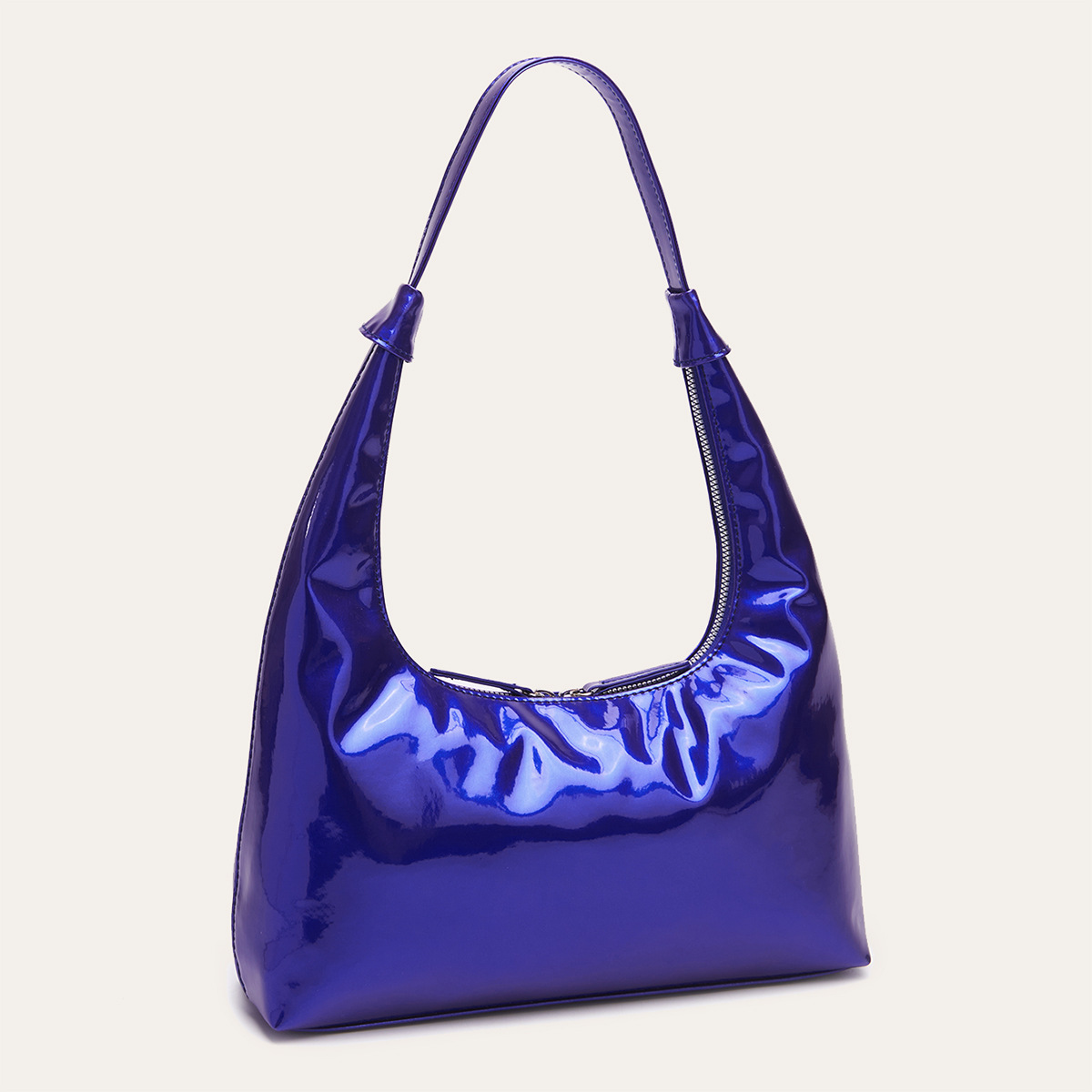 Retro Patent Leather Baguette Bag