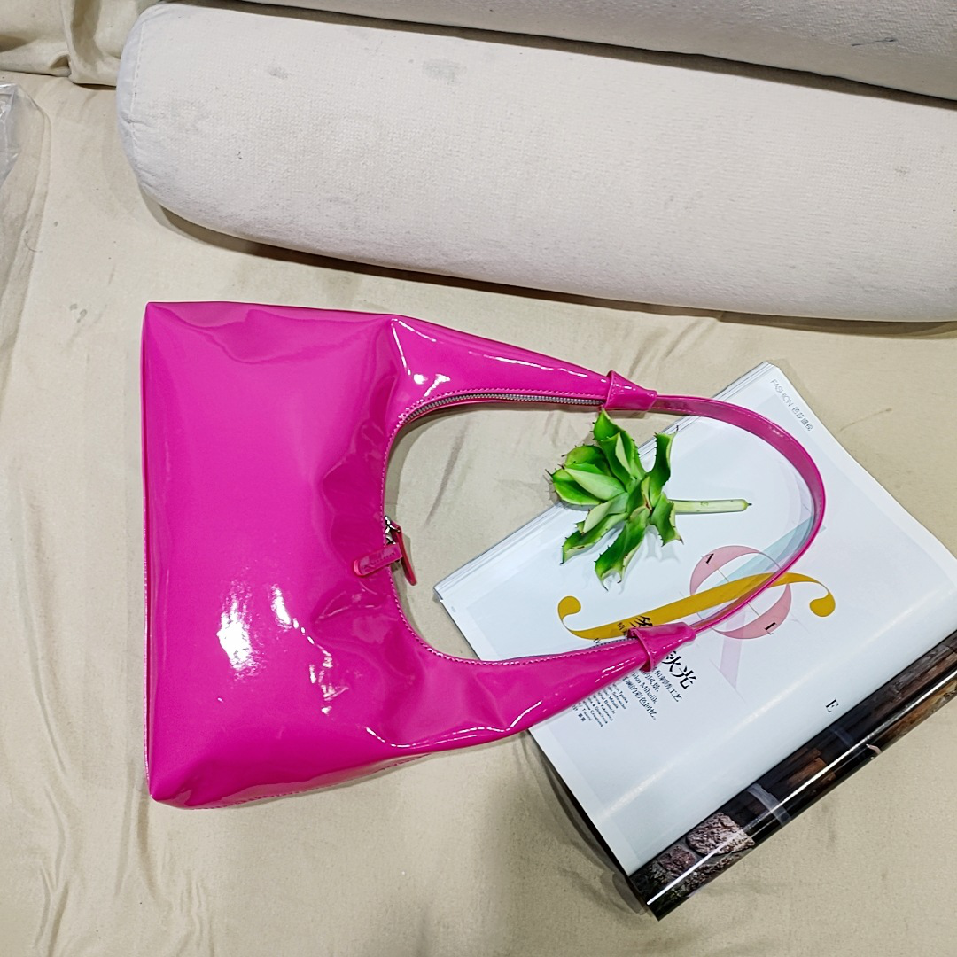 Retro Patent Leather Baguette Bag