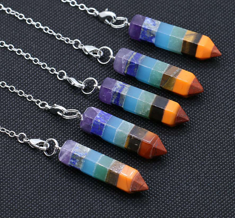 Geometrical Rainbow Semi-Precious Stone Pendant