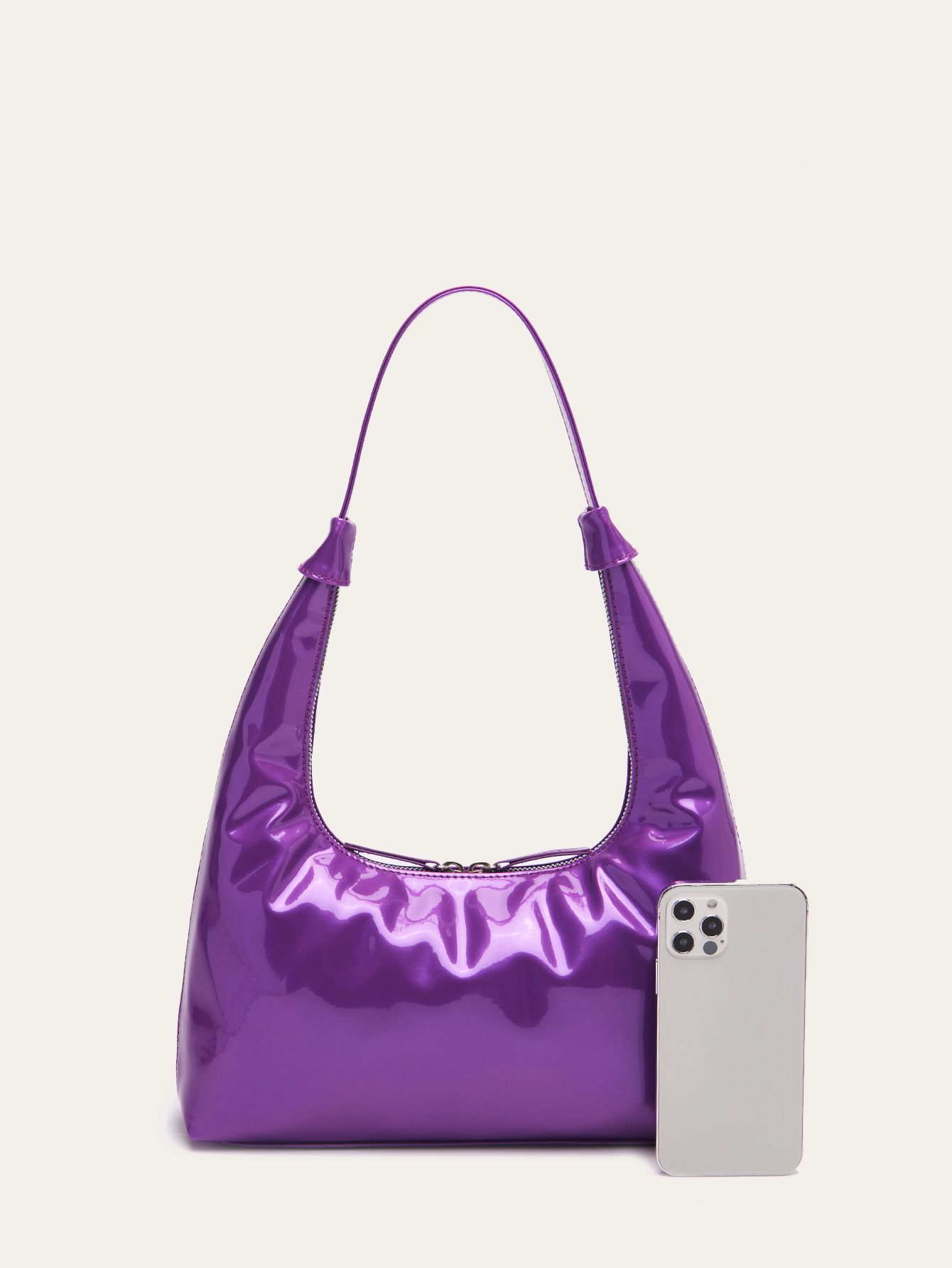 Retro Patent Leather Baguette Bag