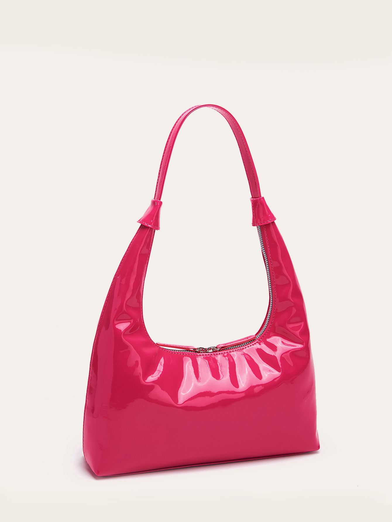Retro Patent Leather Baguette Bag