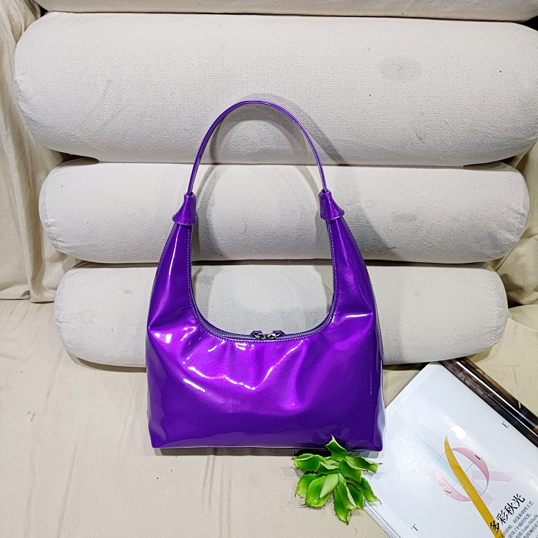 Retro Patent Leather Baguette Bag