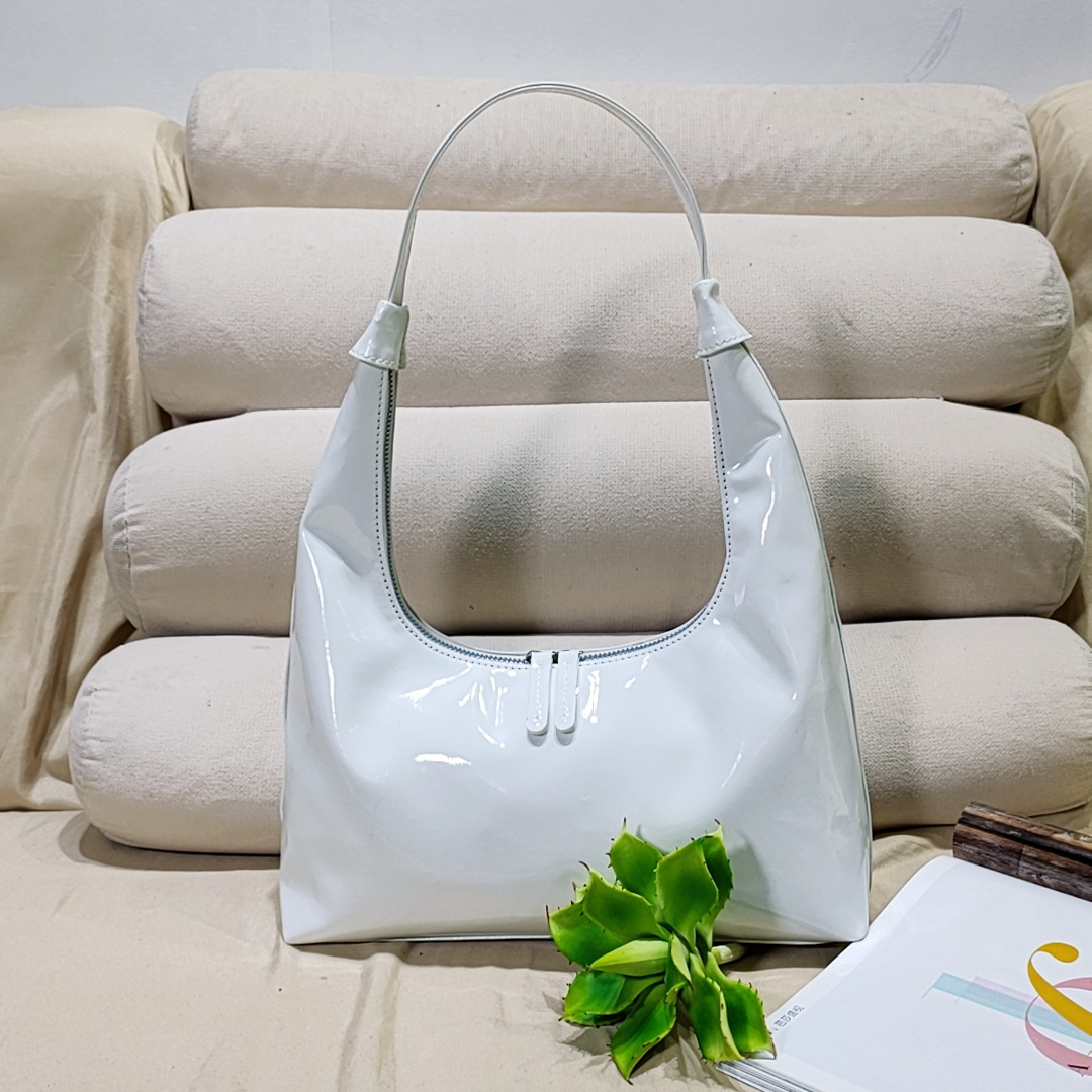 Retro Patent Leather Baguette Bag