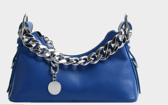 Women's Solid Color Chain Handle Baguette Bags