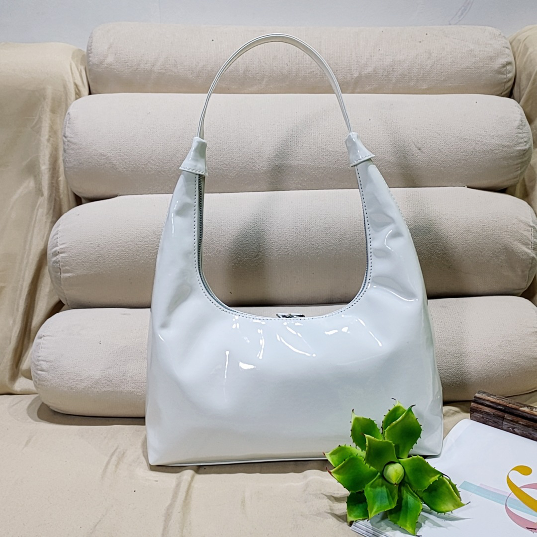 Retro Patent Leather Baguette Bag